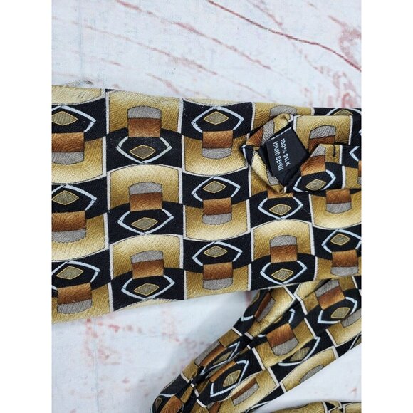 Vintage Courage Hand Sewn Abstract Design Gold Tone Men’s Tie – Rare Collectible - Picture 10 of 12